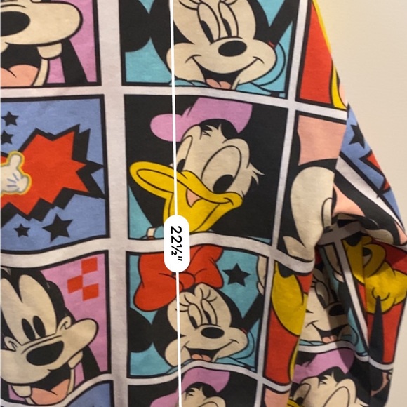 Disney Mickey and Co Mickey colorful comic grid crew neck red sweatshirt sweater - Picture 7 of 9